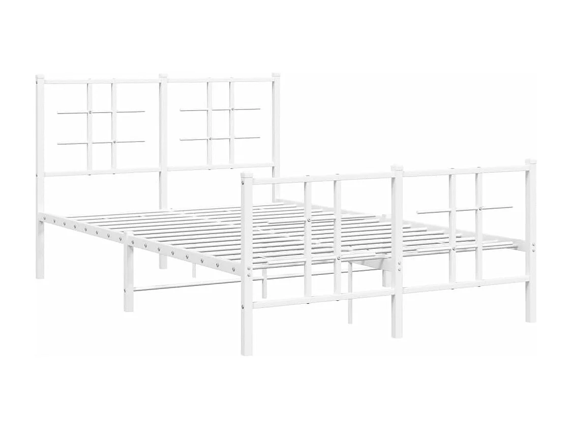 Giroletto con Testiera e Pediera Metallo Bianco 120x190 cm