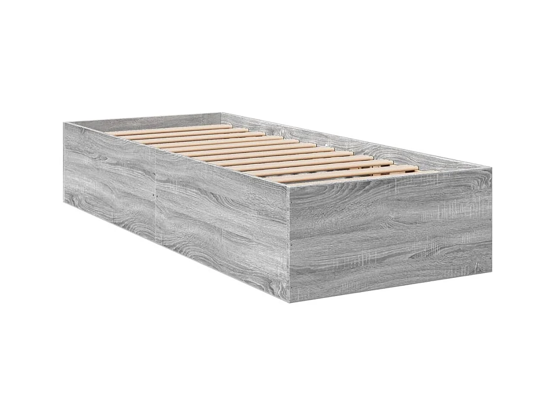 Bedframe bewerkt hout grijs sonoma eikenkleurig 90x190 cm