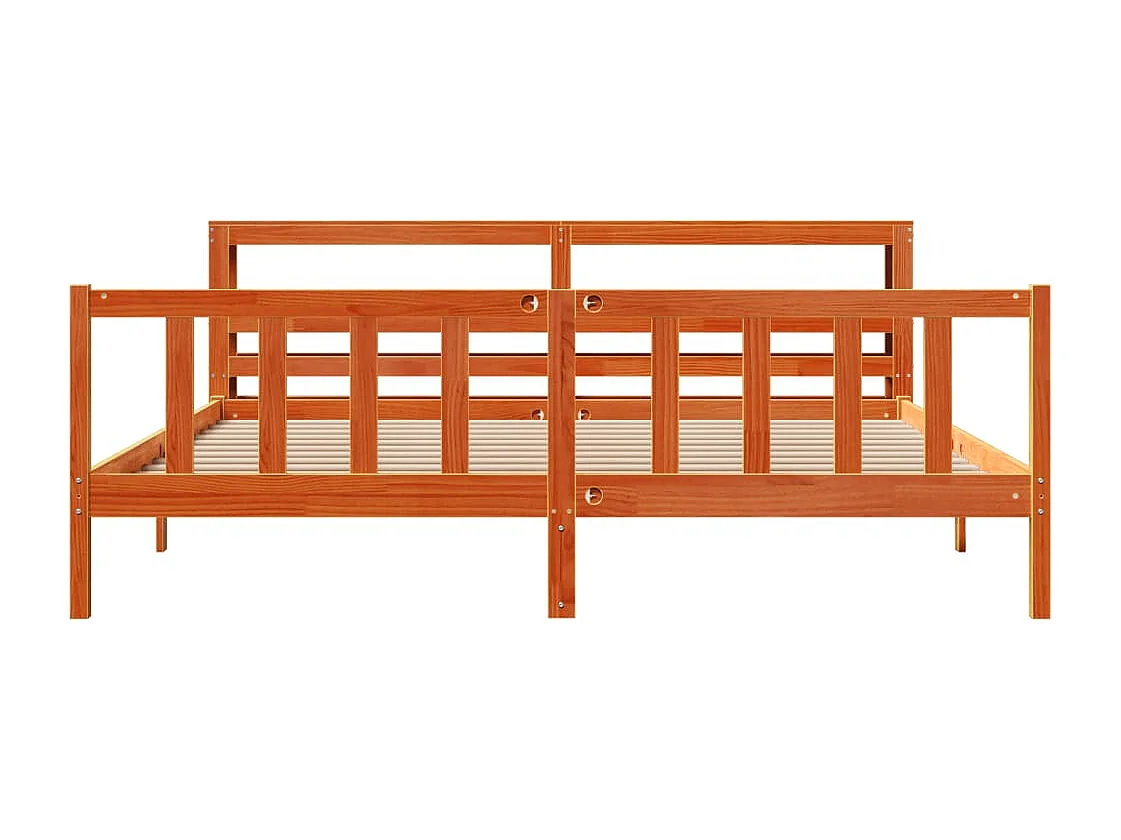 Cadre de lit et tête de lit sans matelas cire marron 200x200 cm