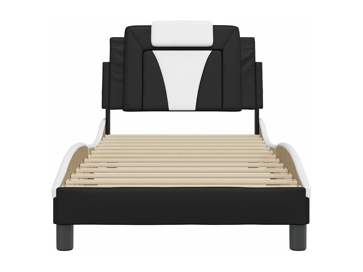 Cadre de lit sans matelas noir et blanc 90x200 cm similicuir