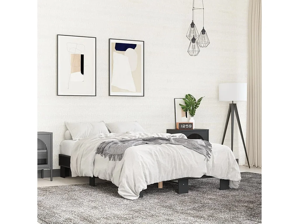 Cadre de lit sans matelas noir 140x200 cm