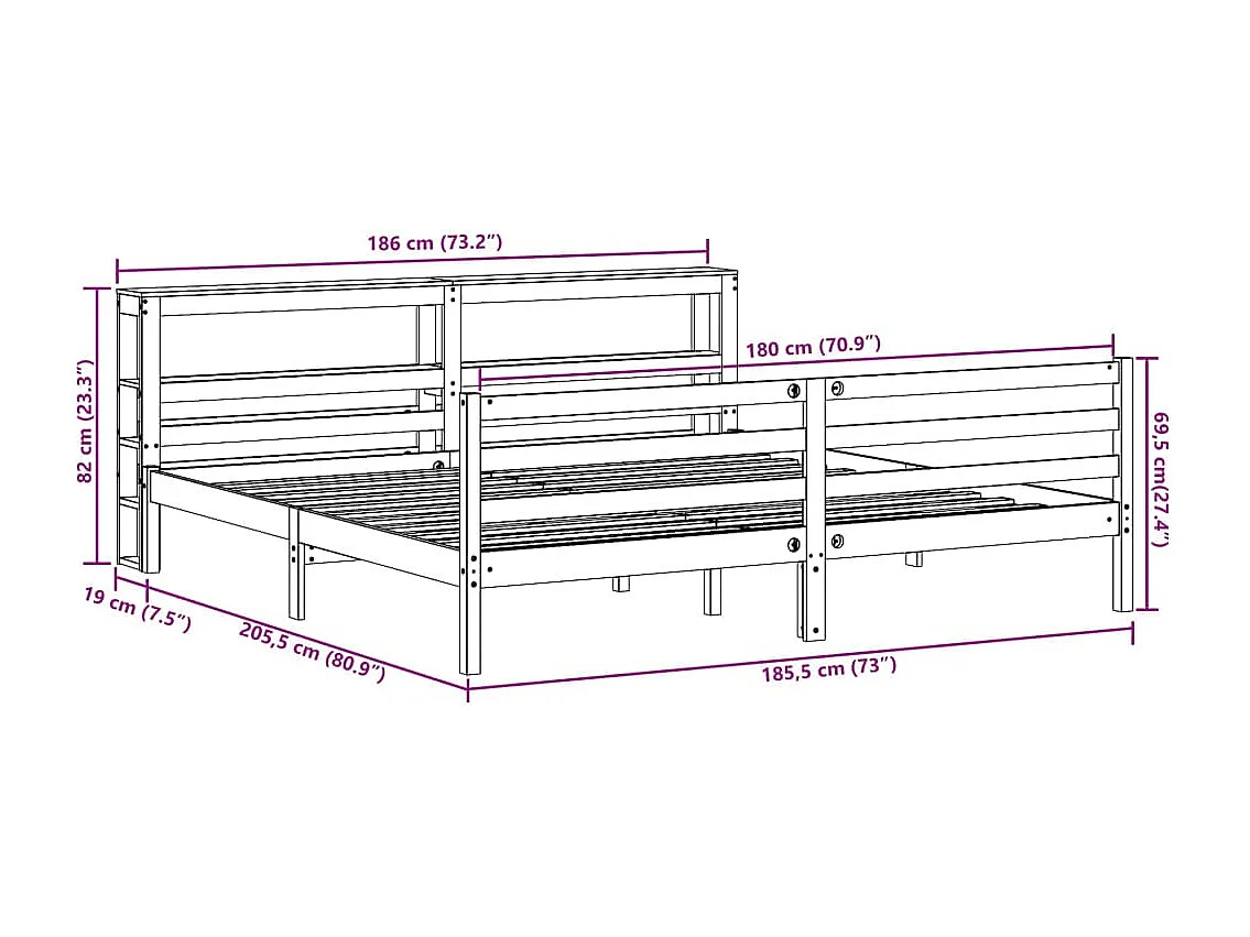 Bettgestell Grau Sonoma 140x200 cm Holzwerkstoff