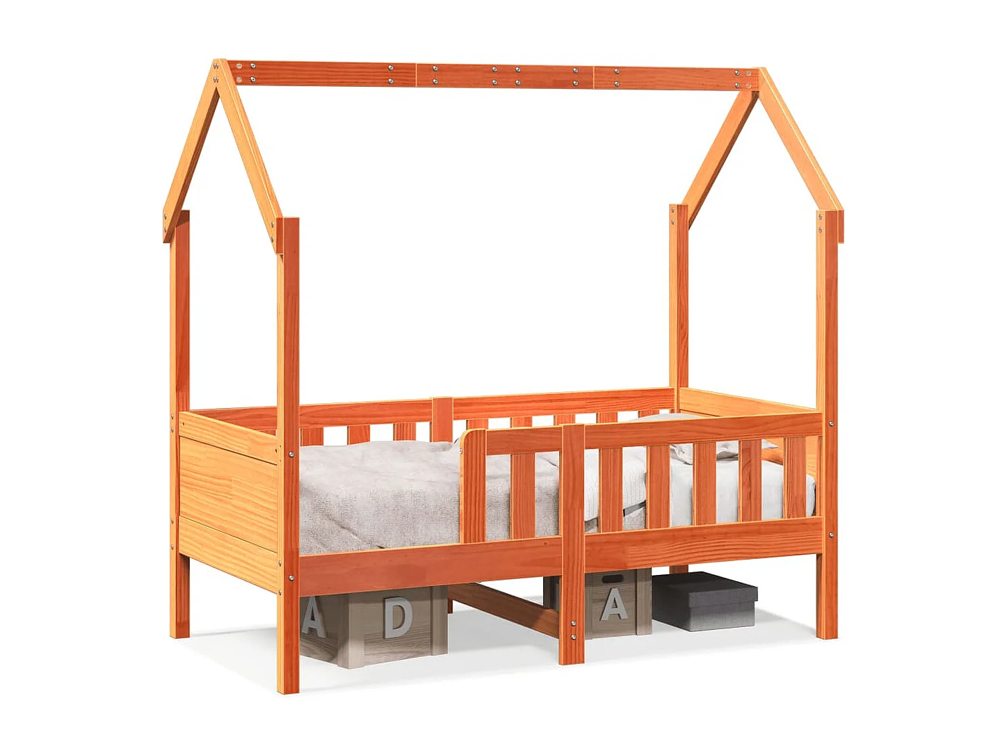 Cadre de lit d'enfants forme de maison sans matelas pin