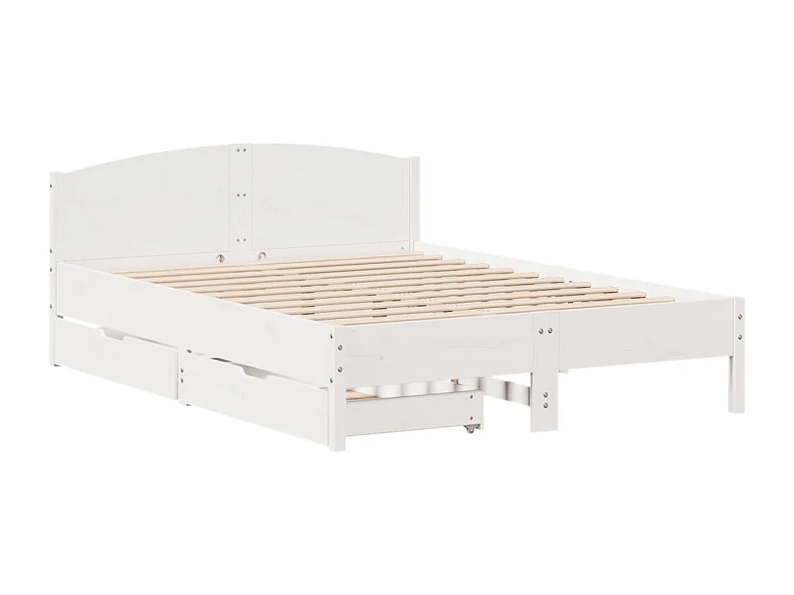Bedframe zonder matras massief grenenhout wit 140x200 cm