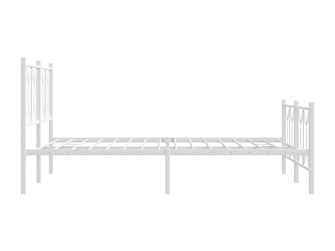 Cadre de lit métal sans matelas et pied de lit blanc 135x190 cm