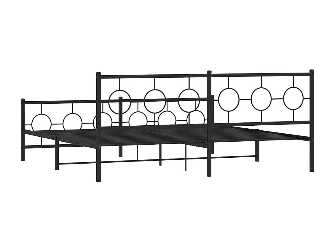 Giroletto con Testiera e Pediera Metallo Nero 200x200 cm