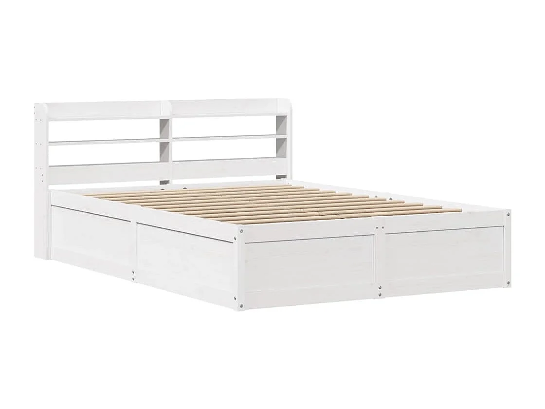 Giroletto con Testiera Bianco 150x200 cm Legno Massello di Pino