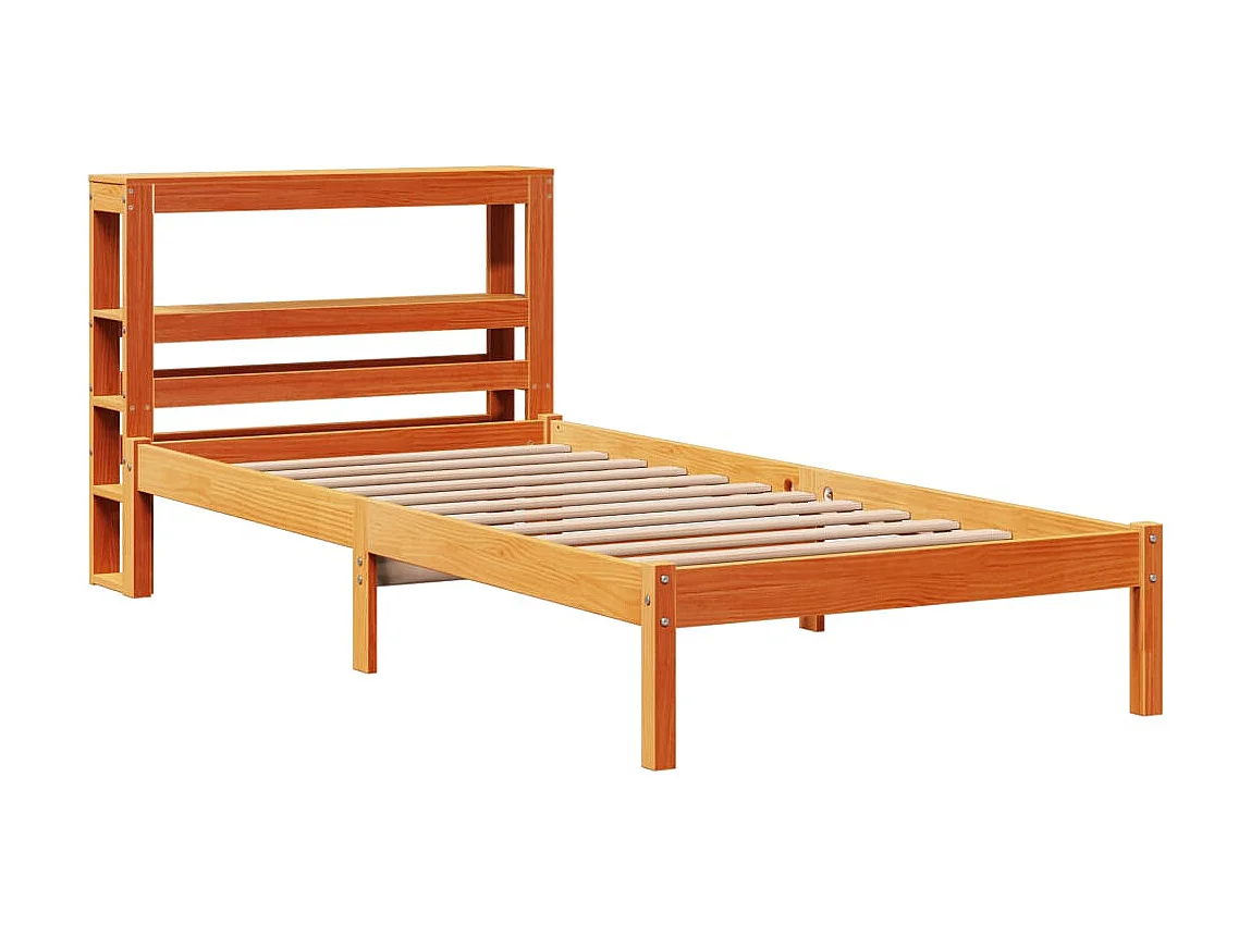 Giroletto con Testiera Marrone Cera 75x190 cm Massello Pino