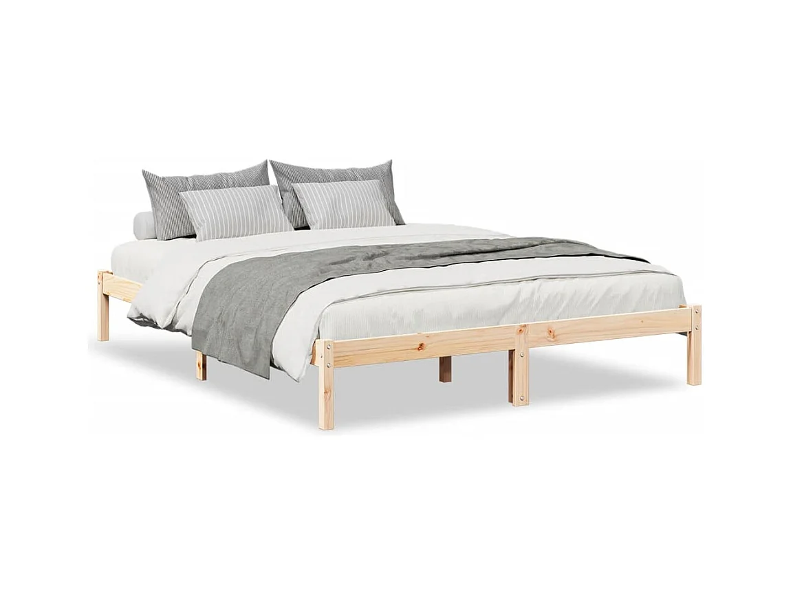 Cadre de lit extra long sans matelas 140x210 cm bois massif pin