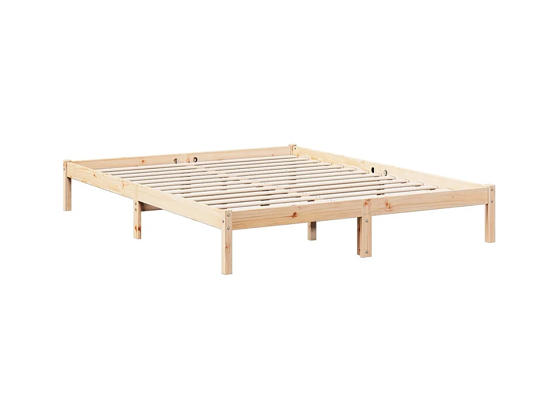 Cadre de lit extra long sans matelas 140x210 cm bois massif pin