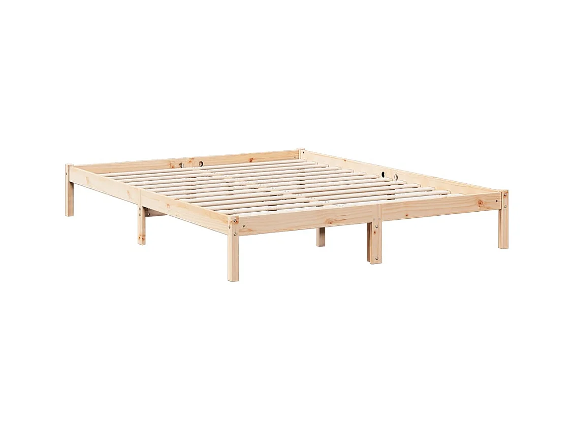 Cadre de lit extra long sans matelas 140x210 cm bois massif pin