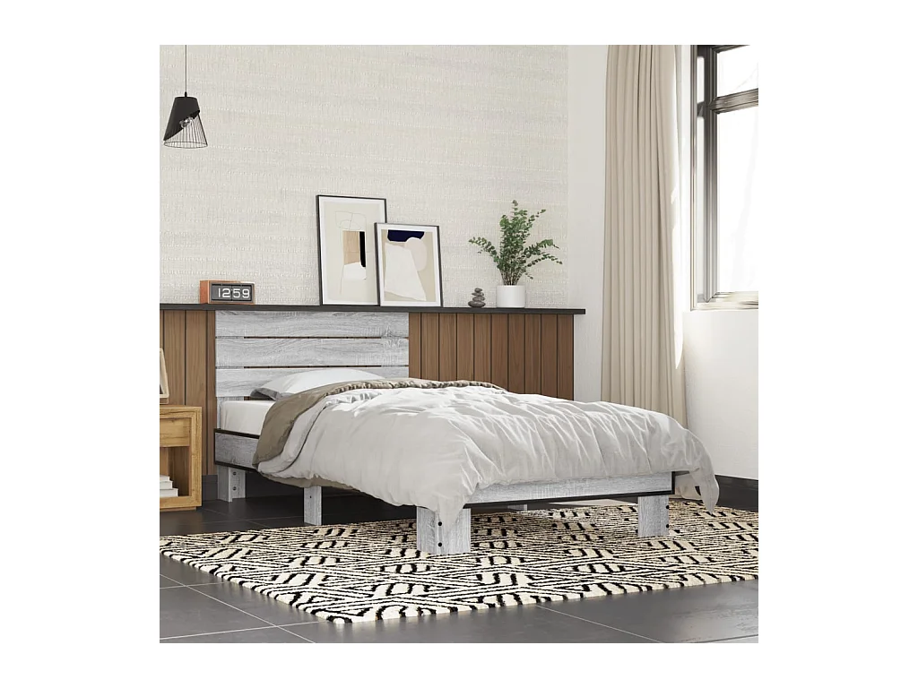 Cadre de lit sans matelas sonoma gris 75x190 cm