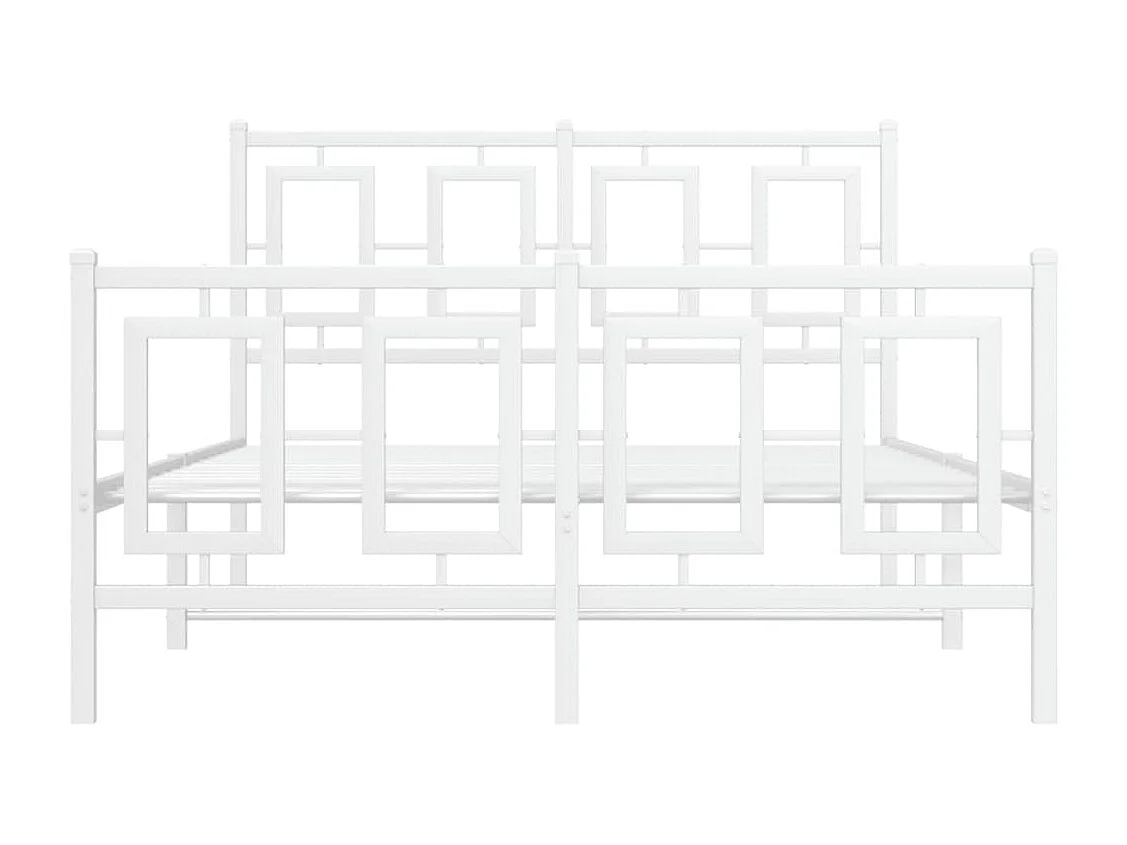 Cadre de lit métal sans matelas et pied de lit blanc 120x190 cm