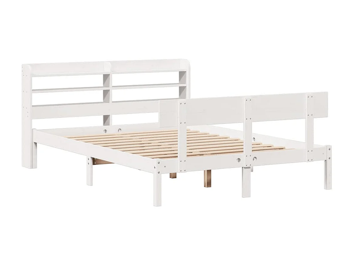 Cadre de lit sans matelas blanc 150x200 cm bois de pin massif