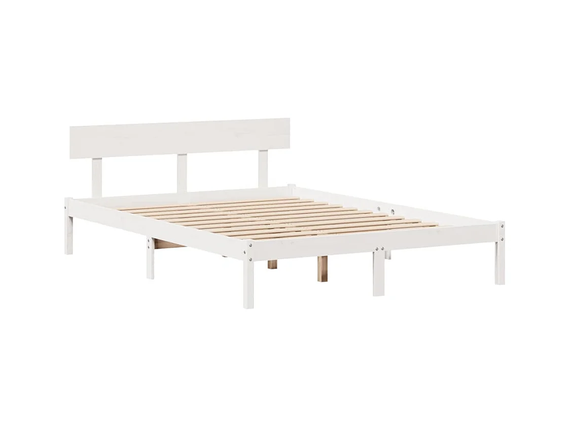Letto senza Materasso Bianco 150x200 cm Legno Massello di Pino