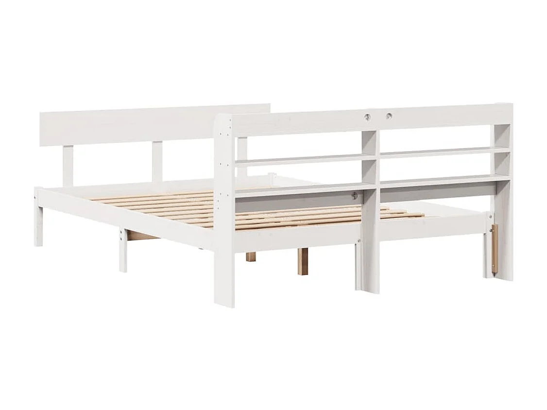 Cadre de lit sans matelas blanc 150x200 cm bois de pin massif