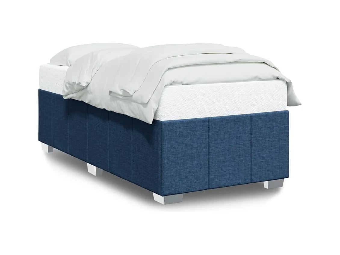Cadre de lit sans matelas bleu 90x190 cm tissu