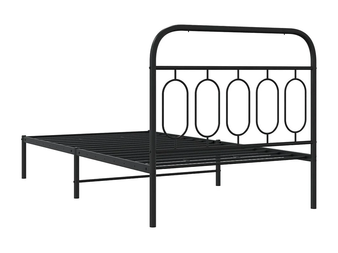 Cadre de lit métal sans matelas avec tête de lit noir 100x190cm