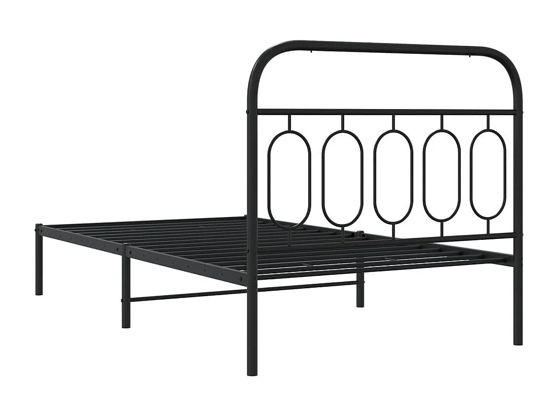 Cadre de lit métal sans matelas avec tête de lit noir 100x190cm