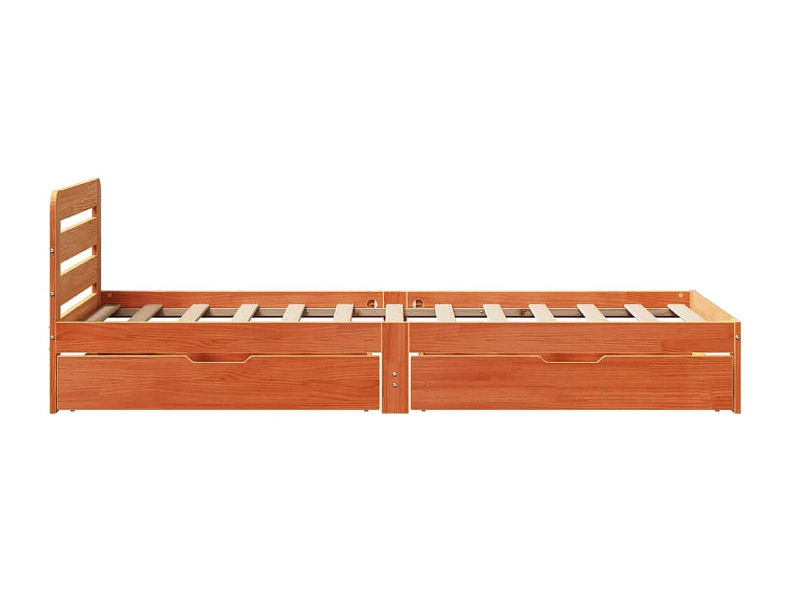 Massivholzbett ohne Matratze Wachsbraun 75x190 cm Kiefernholz