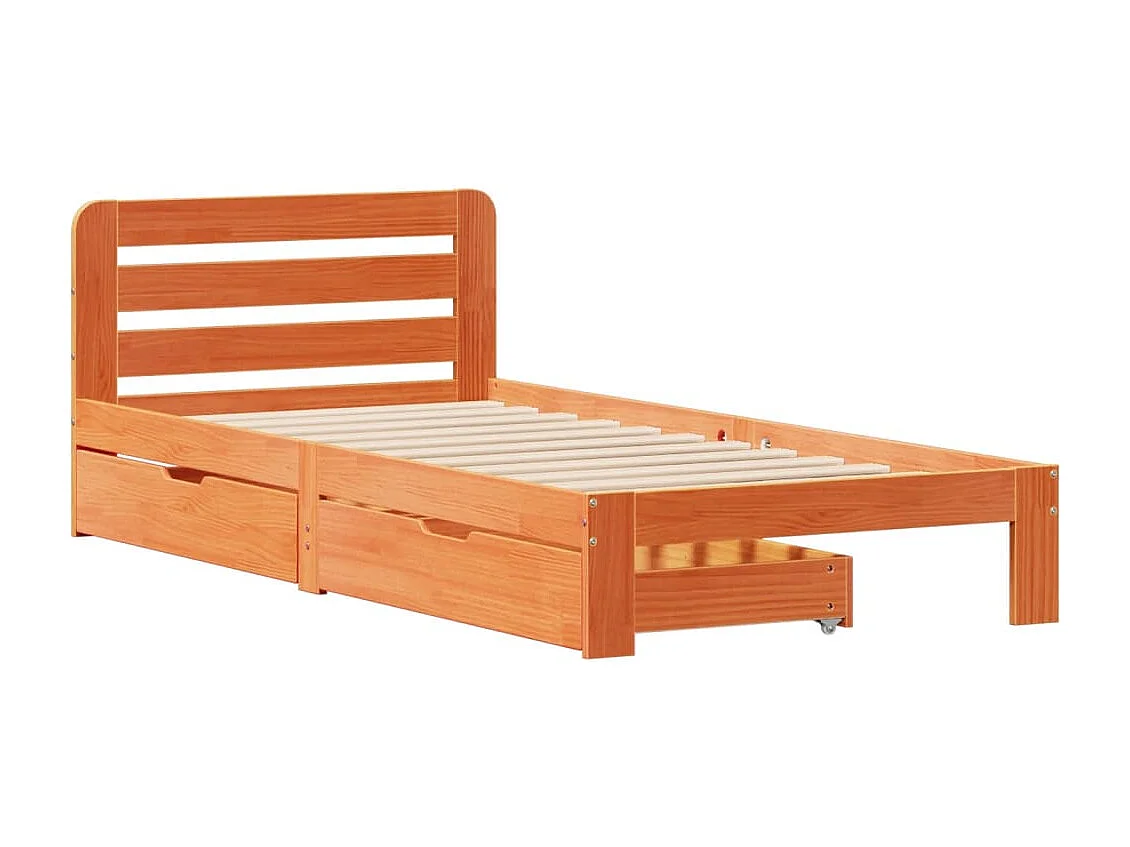 Massivholzbett ohne Matratze Wachsbraun 75x190 cm Kiefernholz