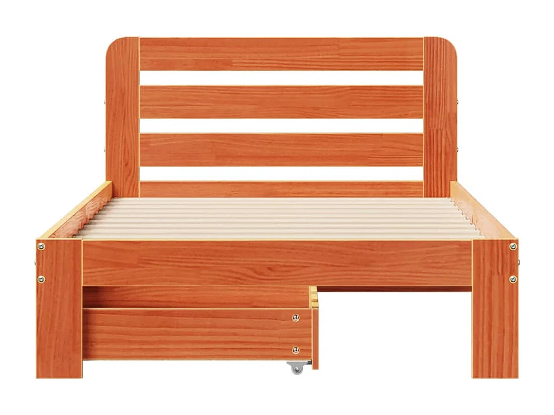 Massivholzbett ohne Matratze Wachsbraun 75x190 cm Kiefernholz