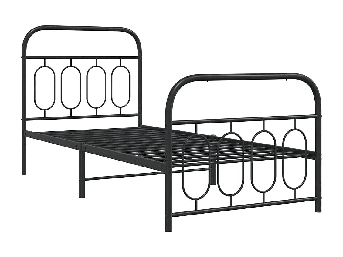 Cadre de lit métal sans matelas avec pied de lit noir 90x190 cm