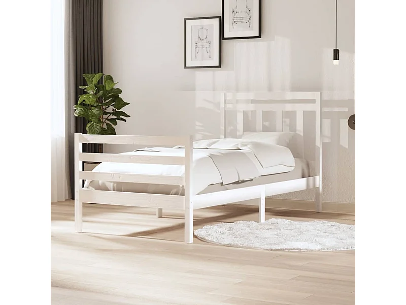 Estrutura de cama 100x200 cm madeira maciça branco