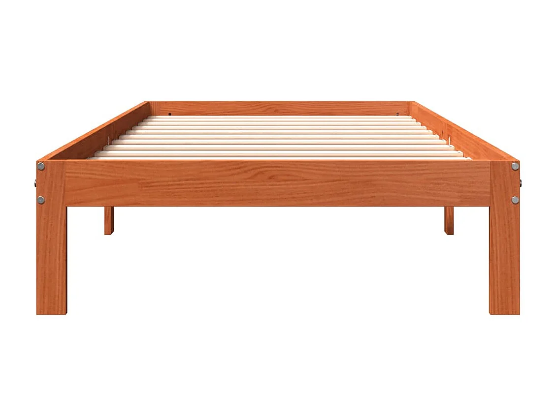 Cadre de lit sans matelas cire marron 100x200cm bois pin massif