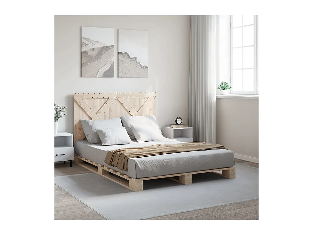 Cadre de lit sans matelas avec tête de lit bois massif