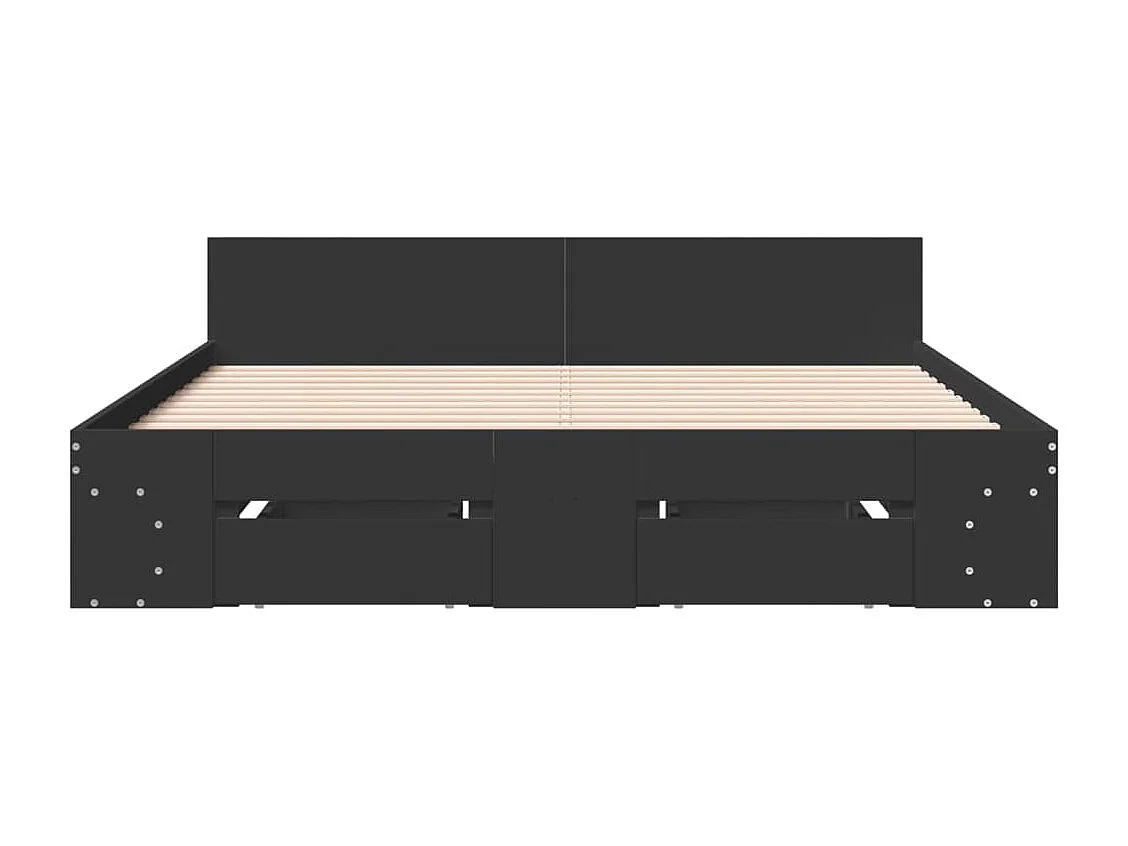 Cadre de lit avec tiroirs sans matelas noir 140x200 cm
