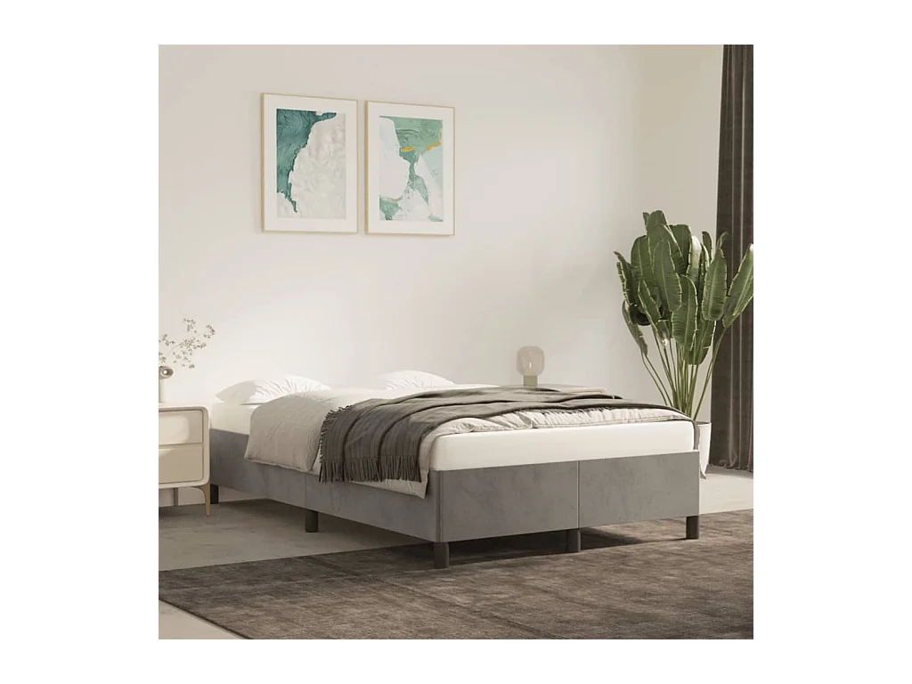 Cadre de lit sans matelas gris clair 120x190 cm velours