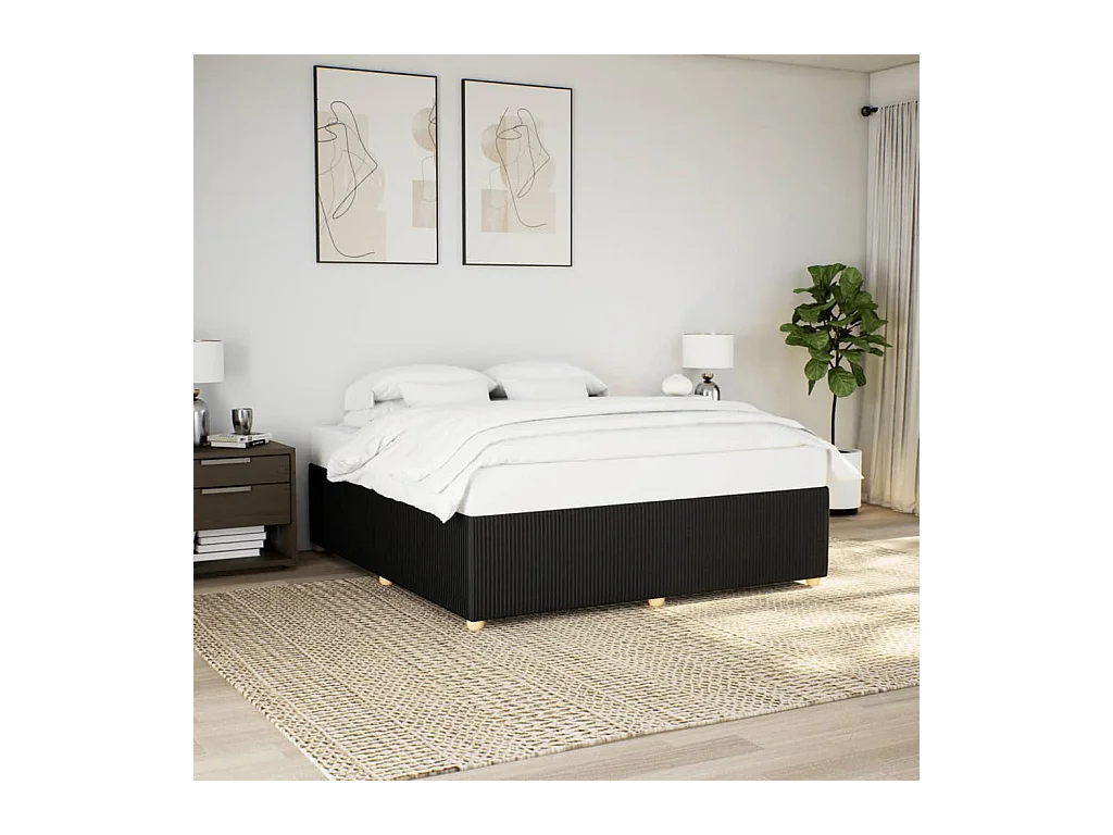 Cadre de lit sans matelas noir 180x200 cm tissu