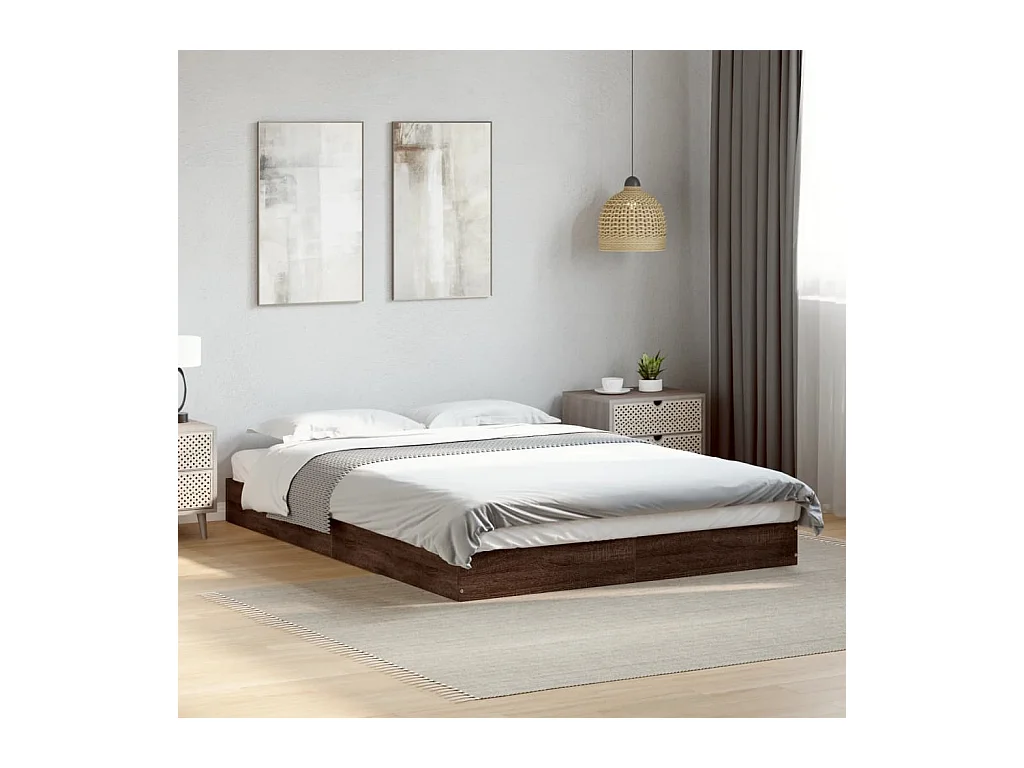 Cadre de lit sans matelas chêne marron 140x200 cm