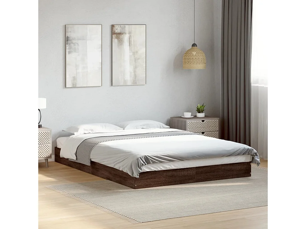 Cadre de lit sans matelas chêne marron 140x200 cm