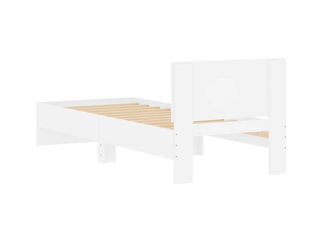 Cadre de lit sans matelas avec tête de lit blanc 90x200 cm