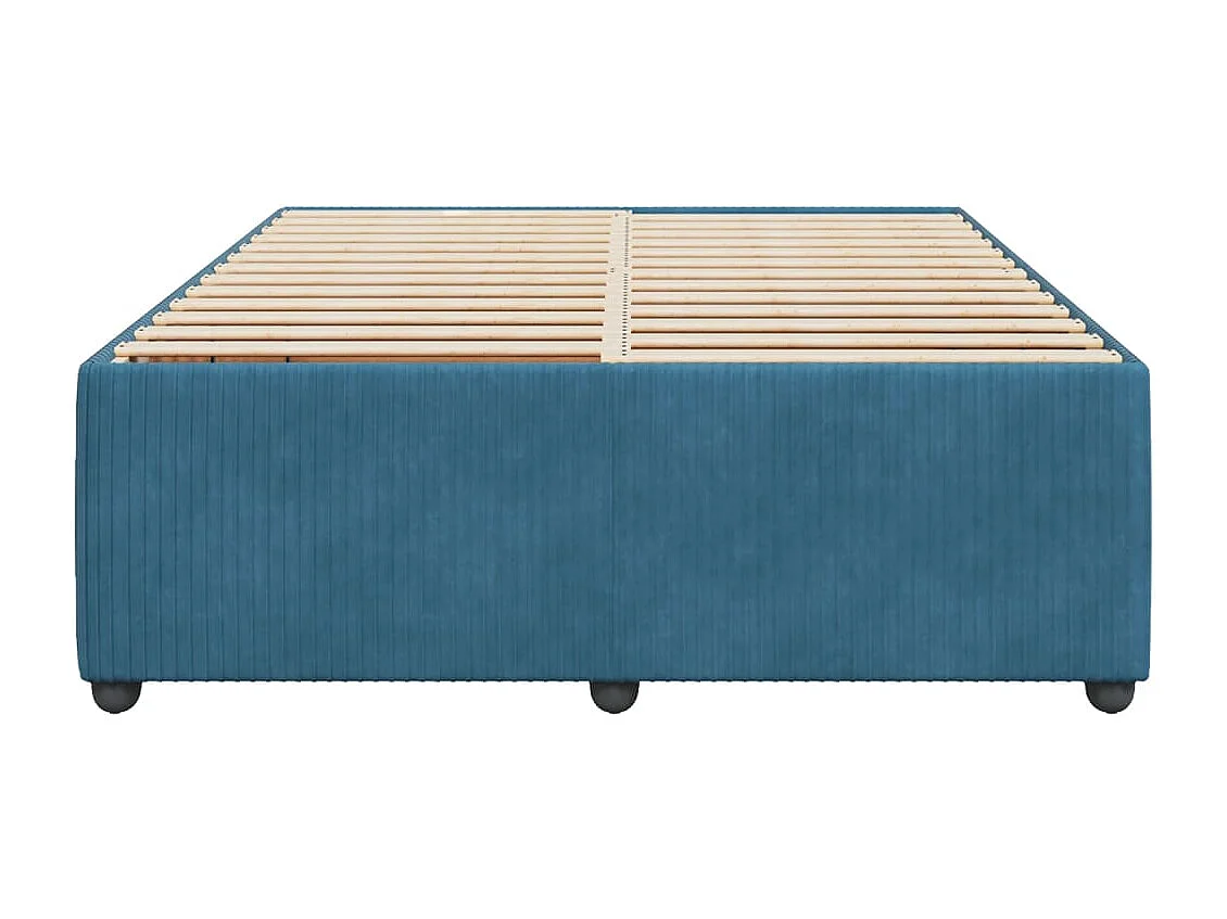 Cadre de lit sans matelas bleu 140x190 cm velours