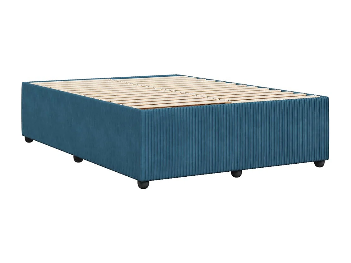 Cadre de lit sans matelas bleu 140x190 cm velours