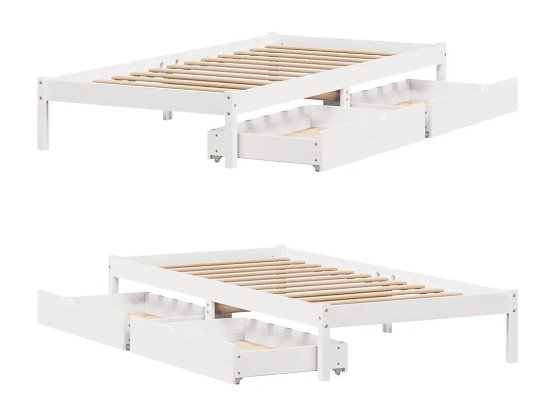 Cadre de lit sans matelas blanc 75x190 cm bois de pin massif