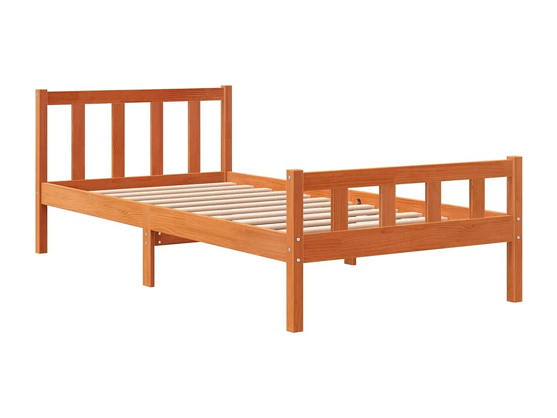 Cadre de lit sans matelas cire marron 75x190 cm bois pin massif