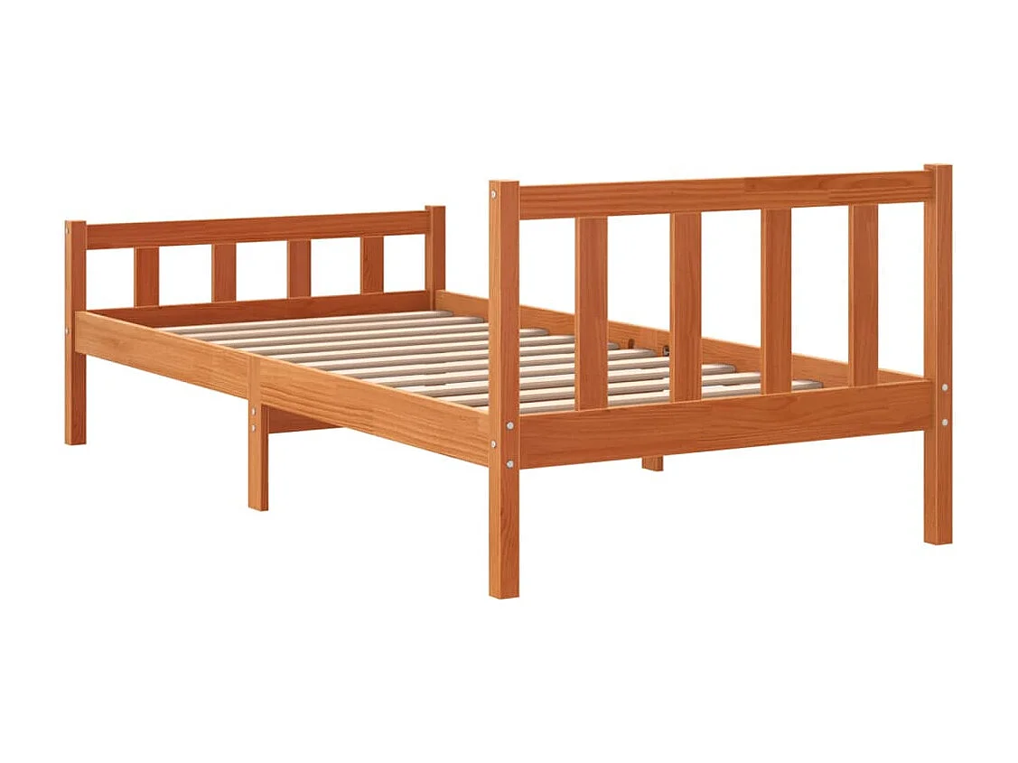 Cadre de lit sans matelas cire marron 75x190 cm bois pin massif