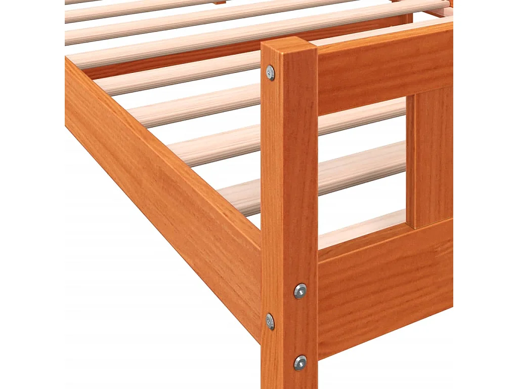 Cadre de lit sans matelas cire marron 75x190 cm bois pin massif