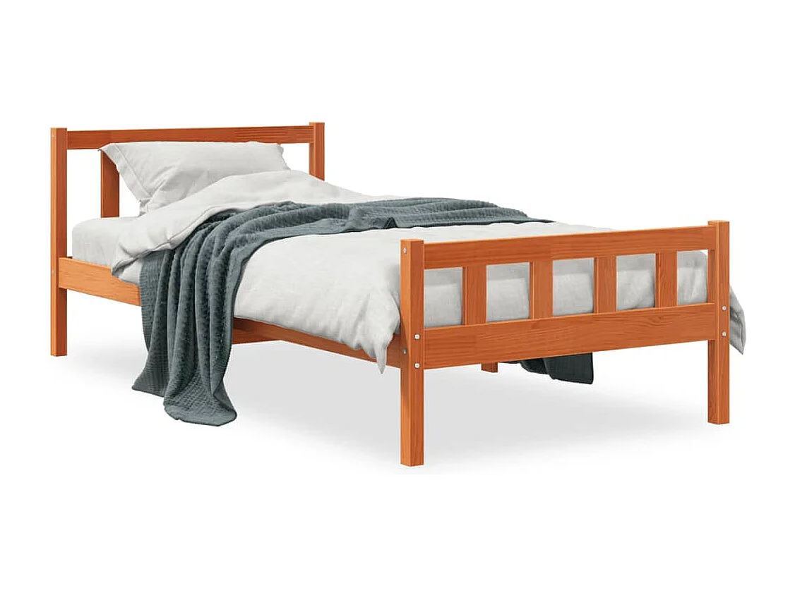 Letto senza Materasso Marrone Cera 75x190 cm in Legno di Pino