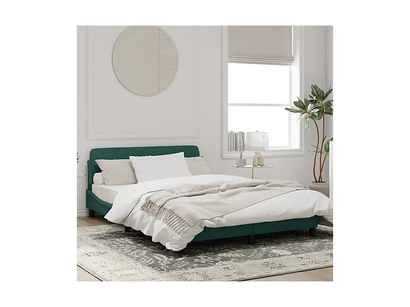 Cadre de lit sans matelas vert foncé 140x190 cm velours