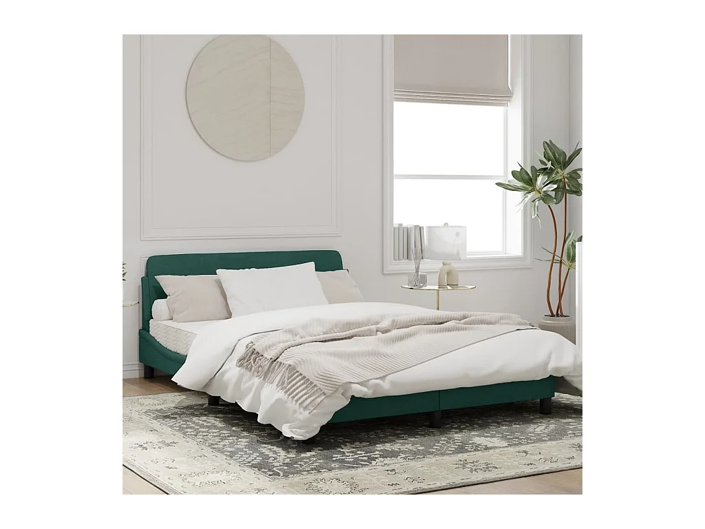 Cadre de lit sans matelas vert foncé 140x190 cm velours