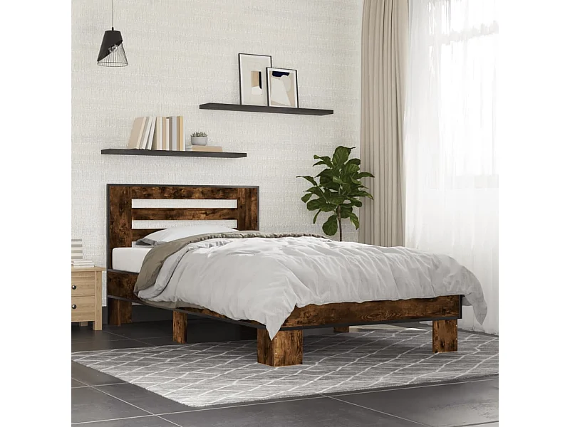 Cadre de lit sans matelas chêne fumé 90x200 cm