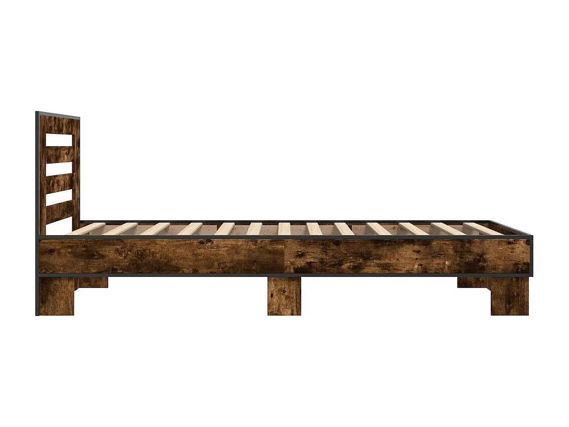 Bedframe bewerkt hout en metaal gerookt eikenkleurig 90x200 cm