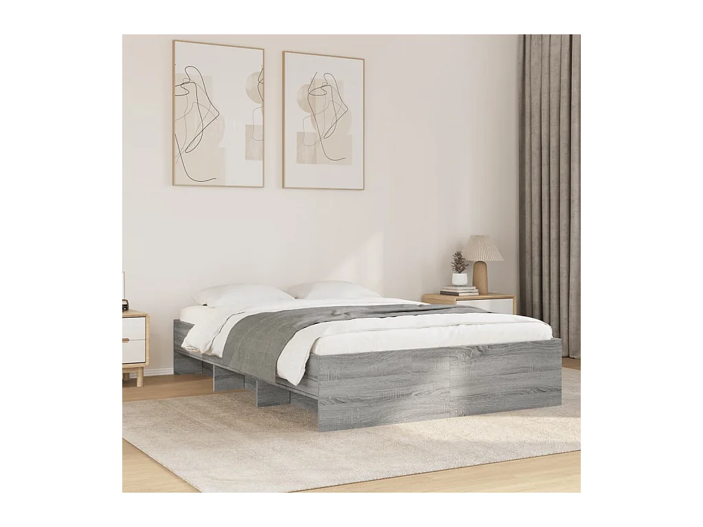 Cadre de lit sans matelas sonoma gris 140x190 cm