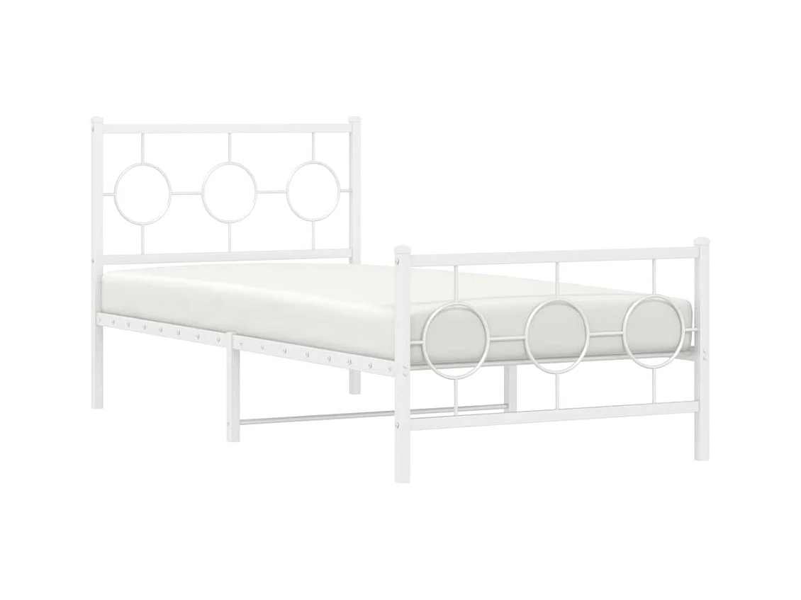 Bettgestell mit Kopf- und Fußteil Metall Weiß 90x190 cm