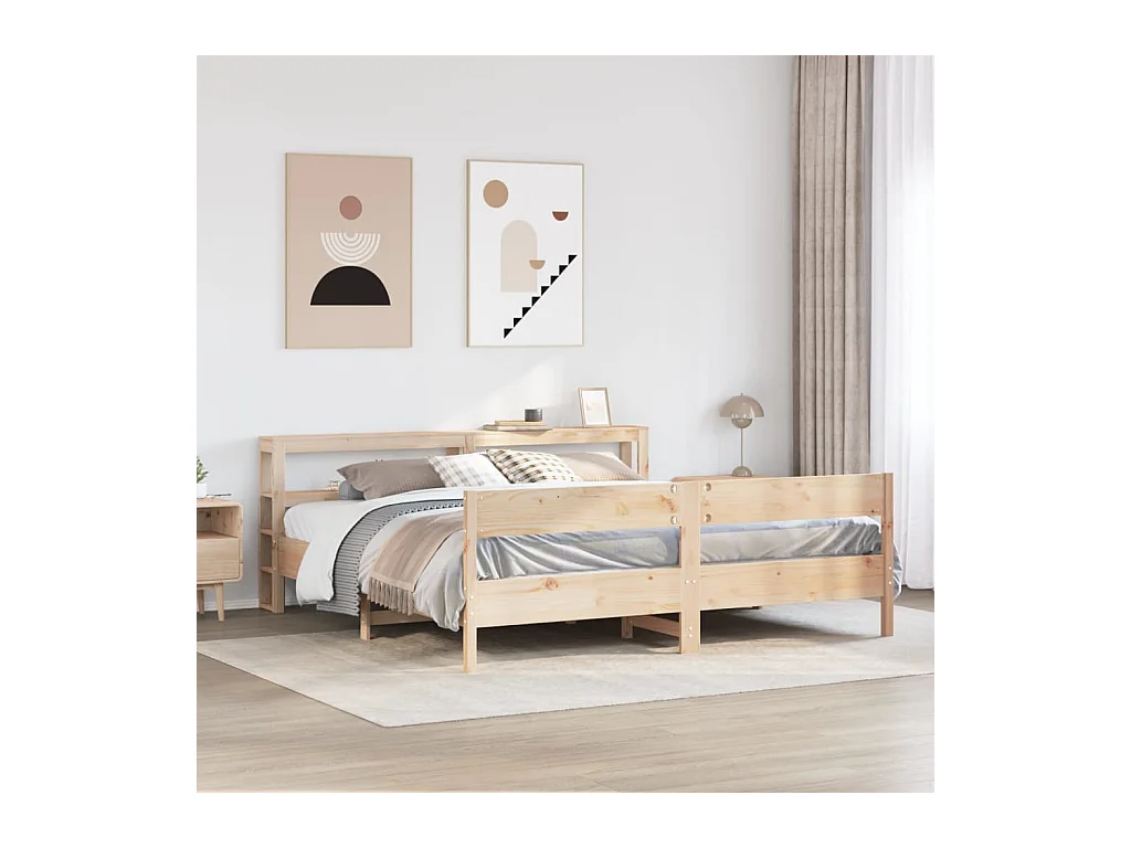Letto senza Materasso 180x200 cm in Legno Massello di Pino